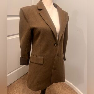 Line & Dot Brown Tailored Blazer XS | Structured One Button Career Jacket